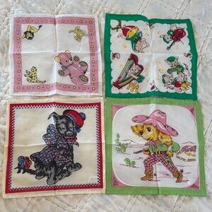 set of 4 vintage print handkerchiefs *Moda Home *